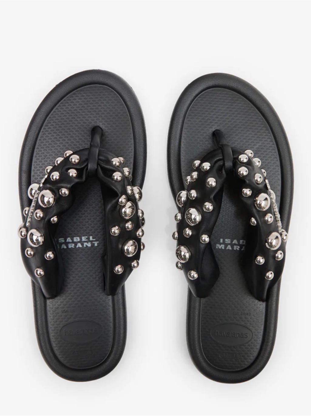 Isabel Marant Black Studded Braided-Style Slide Sandals Size 39/40